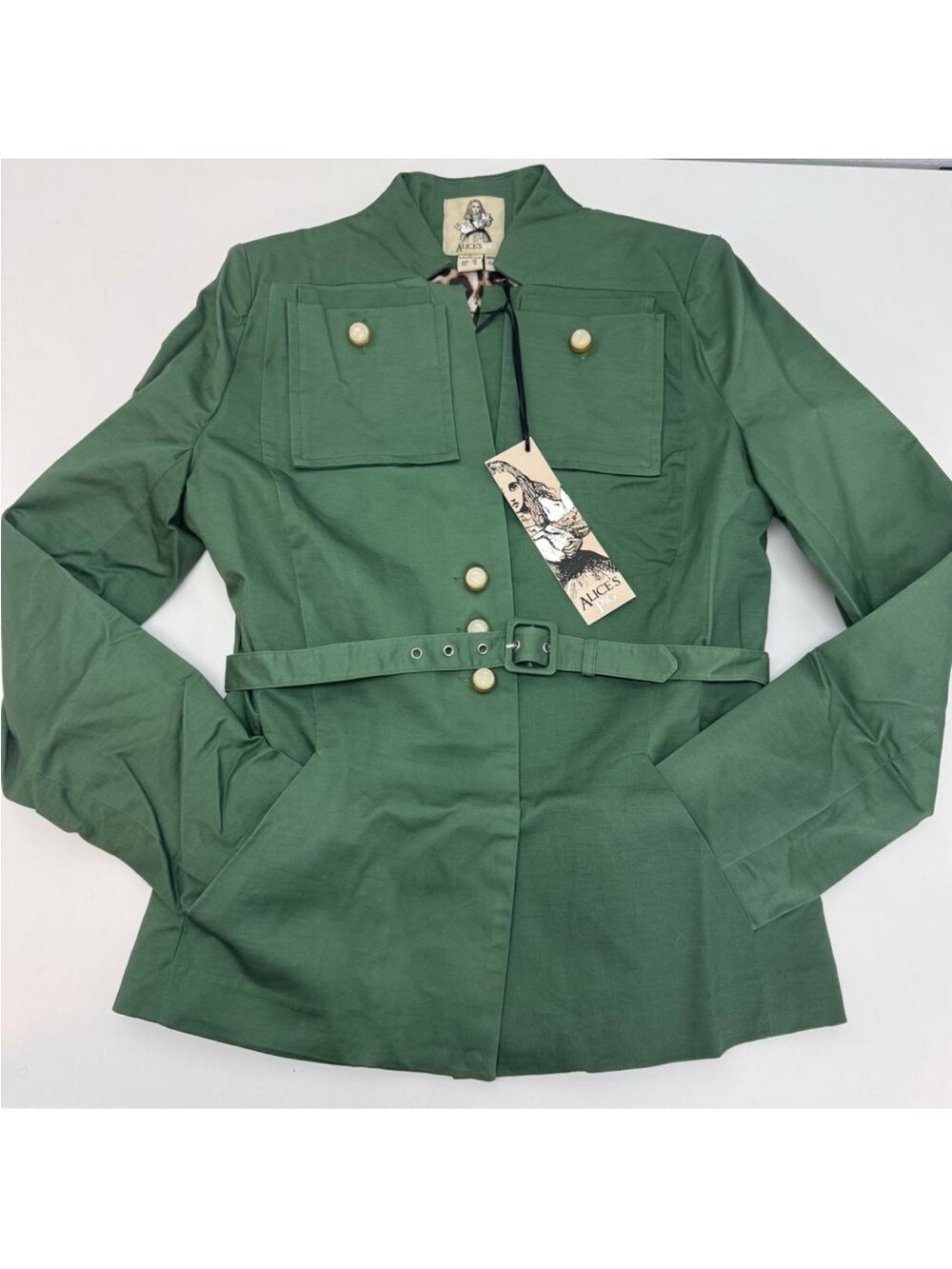 NWT Alice’s Pig Jax Green Utility-Style Blazer with Self-Tie Waist Size 4
